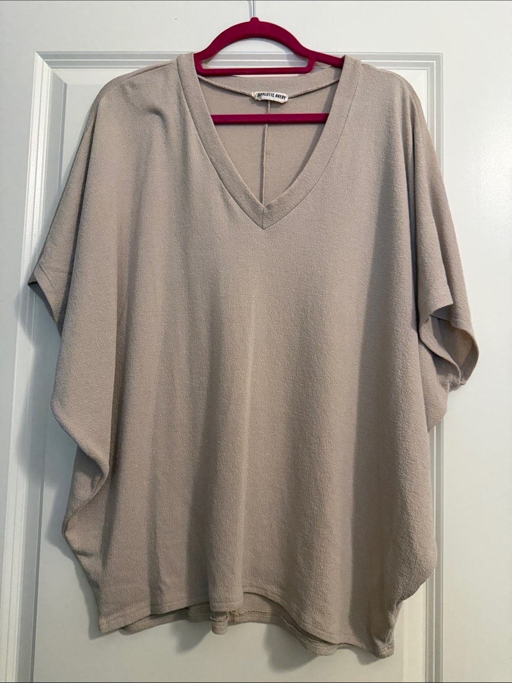 Charlotte Avery Light Taupe V-Neck Dolman Sleeve Blouse